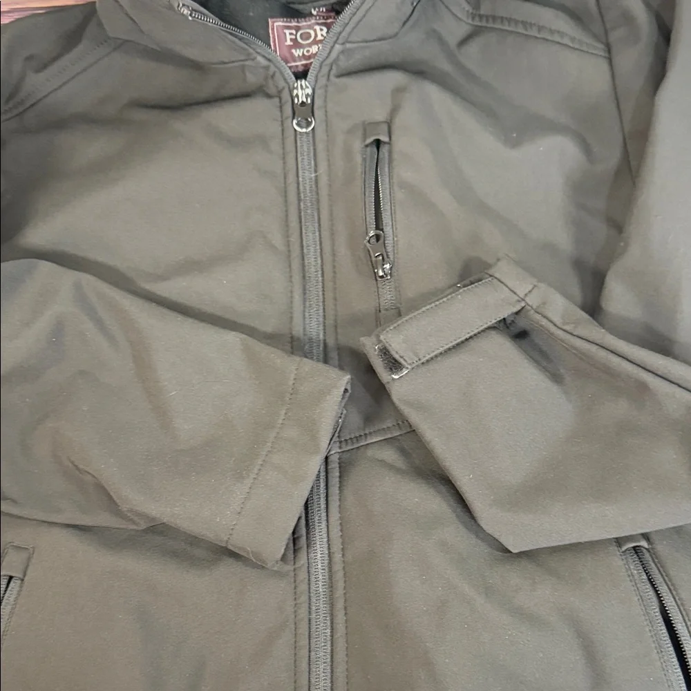 Forge Workwear‎ Kids Black RipStop Hooded Windbreaker Work Coat